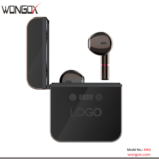 Wireless bluetooth earphones with full Alloy Earbuds touch control, Zippo shape charge case, customized Lightup Logo for OEM ODM