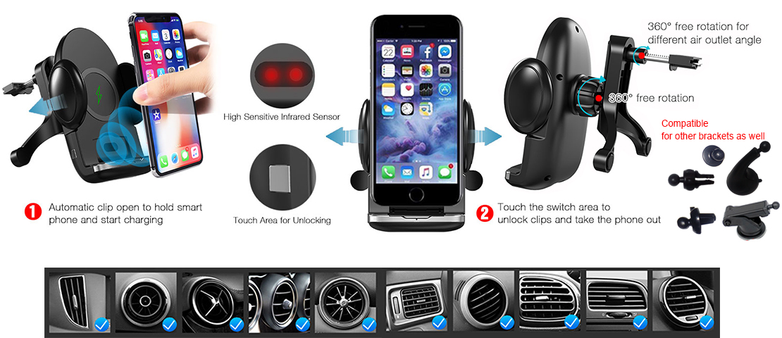 China manufactuurer of Qi wireless car charger